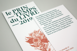 Design d'une invitation pour l'évènement Le Printemps du Livre à Bruxelles